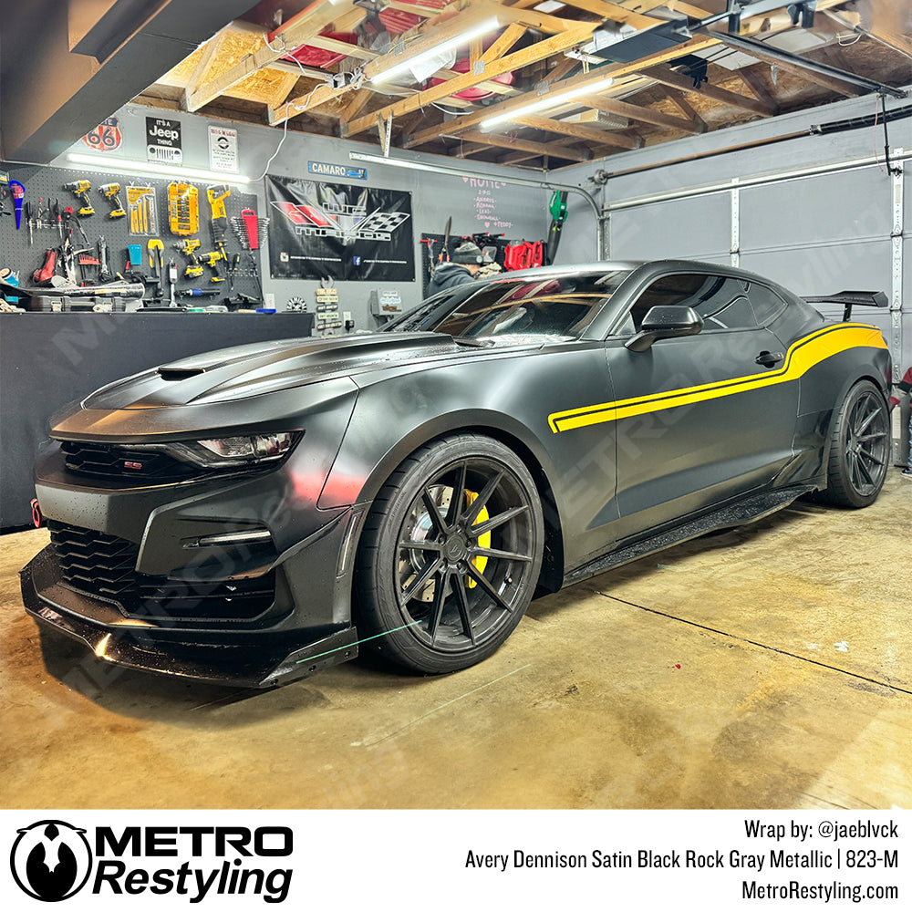 satin black camaro wrap