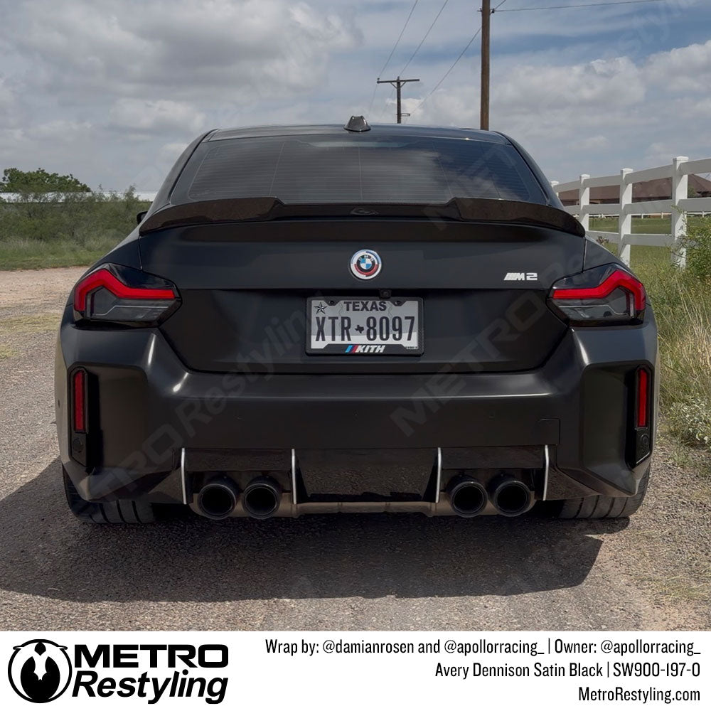 satin black bmw car sedan wrap