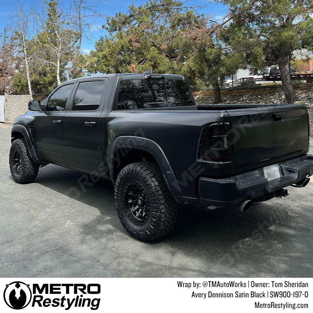 satin black ram truck wrap