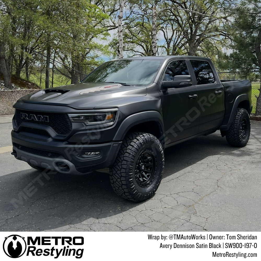 satin black ram truck wrap