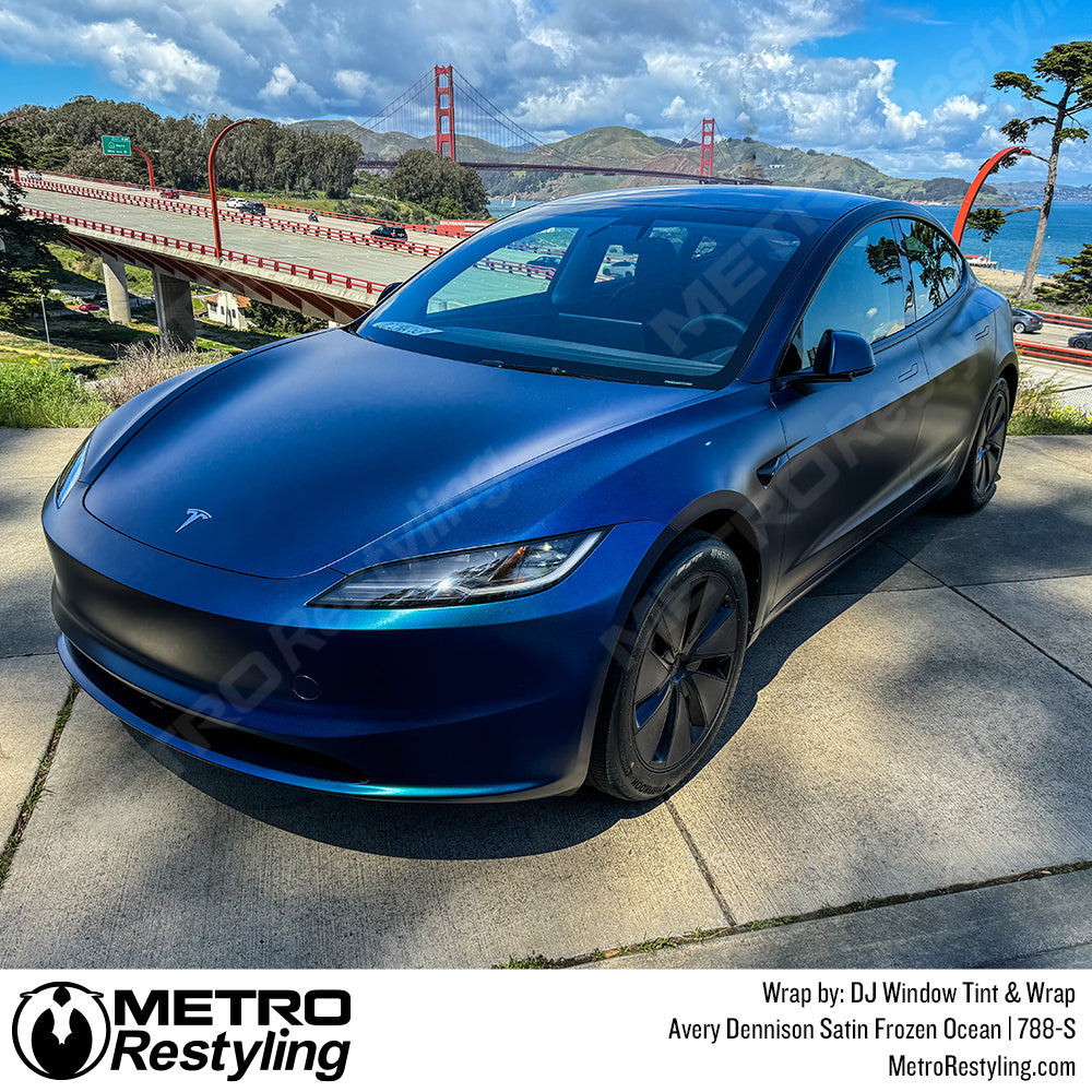 blue tesla vinyl wrap