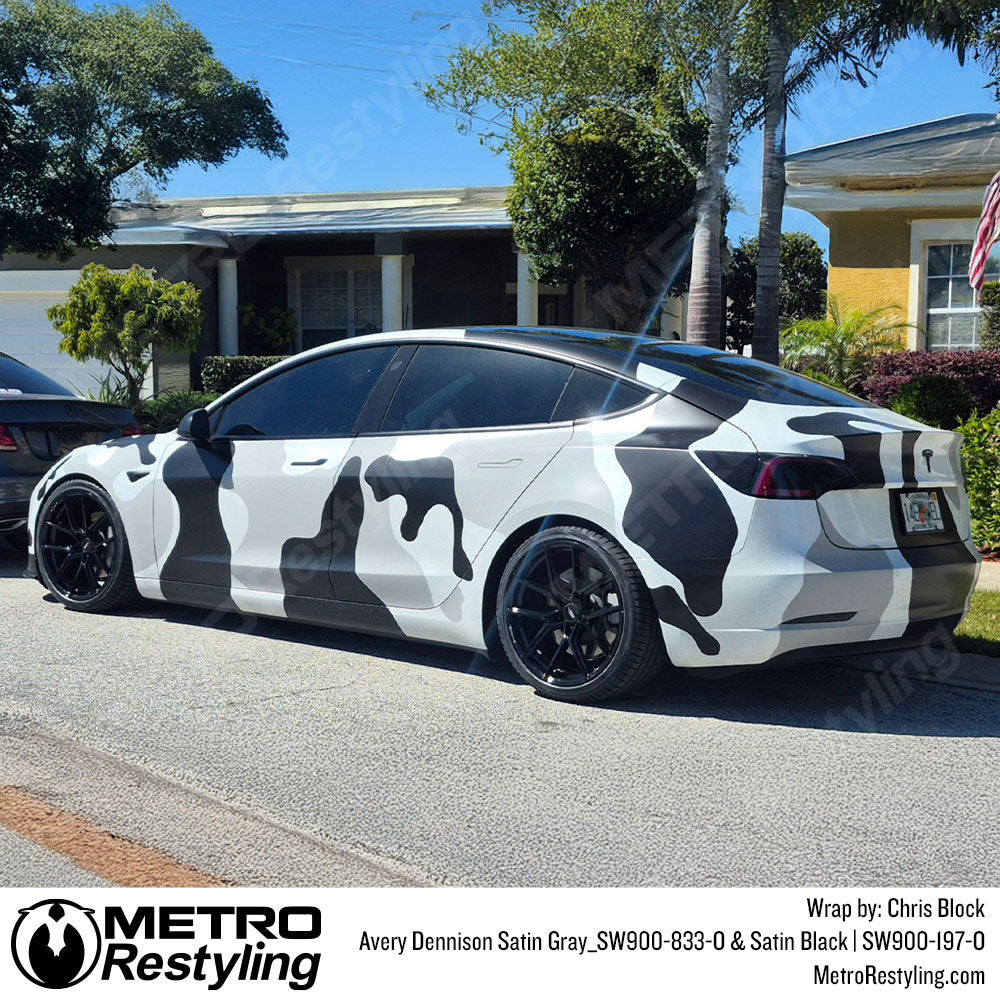 satin gray and black camo wrap
