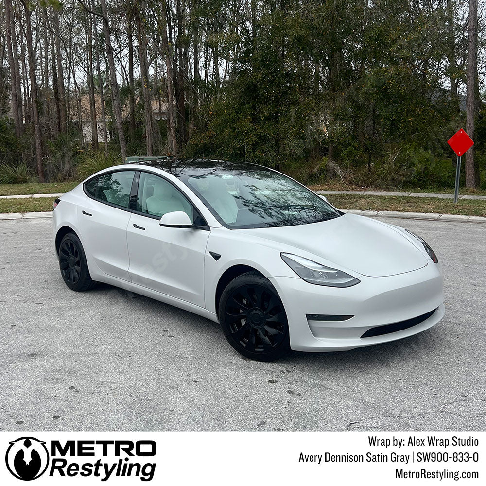 light gray tesla wrap