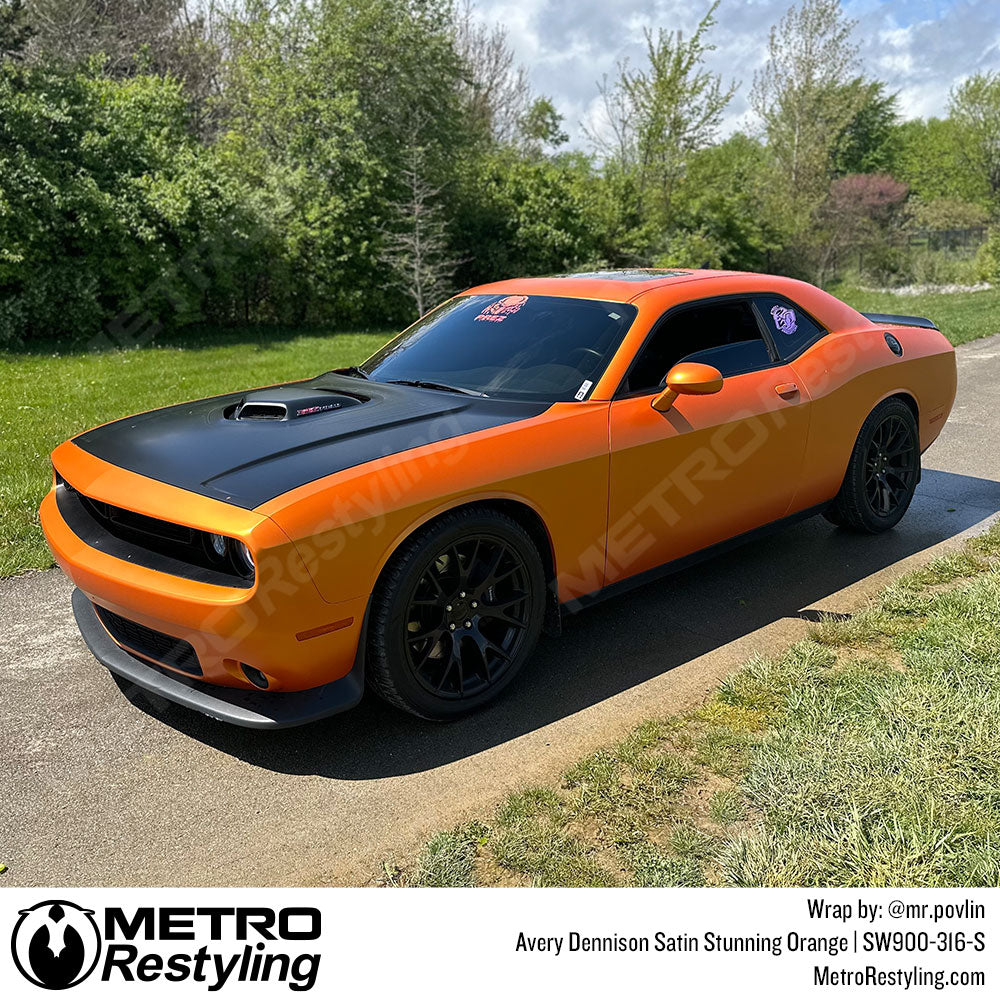Stunning Orange Vinyl Wrapped Dodge Challenger
