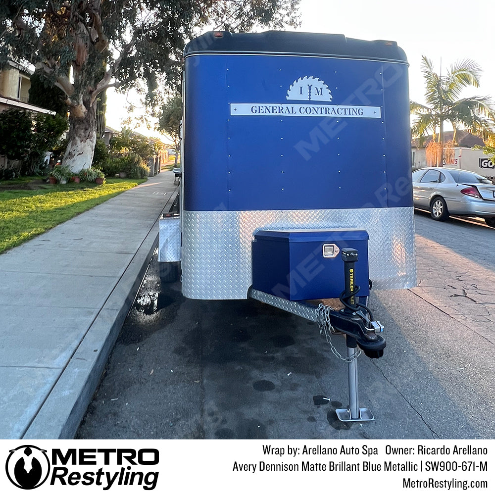 matte brilliant blue trailer wrap