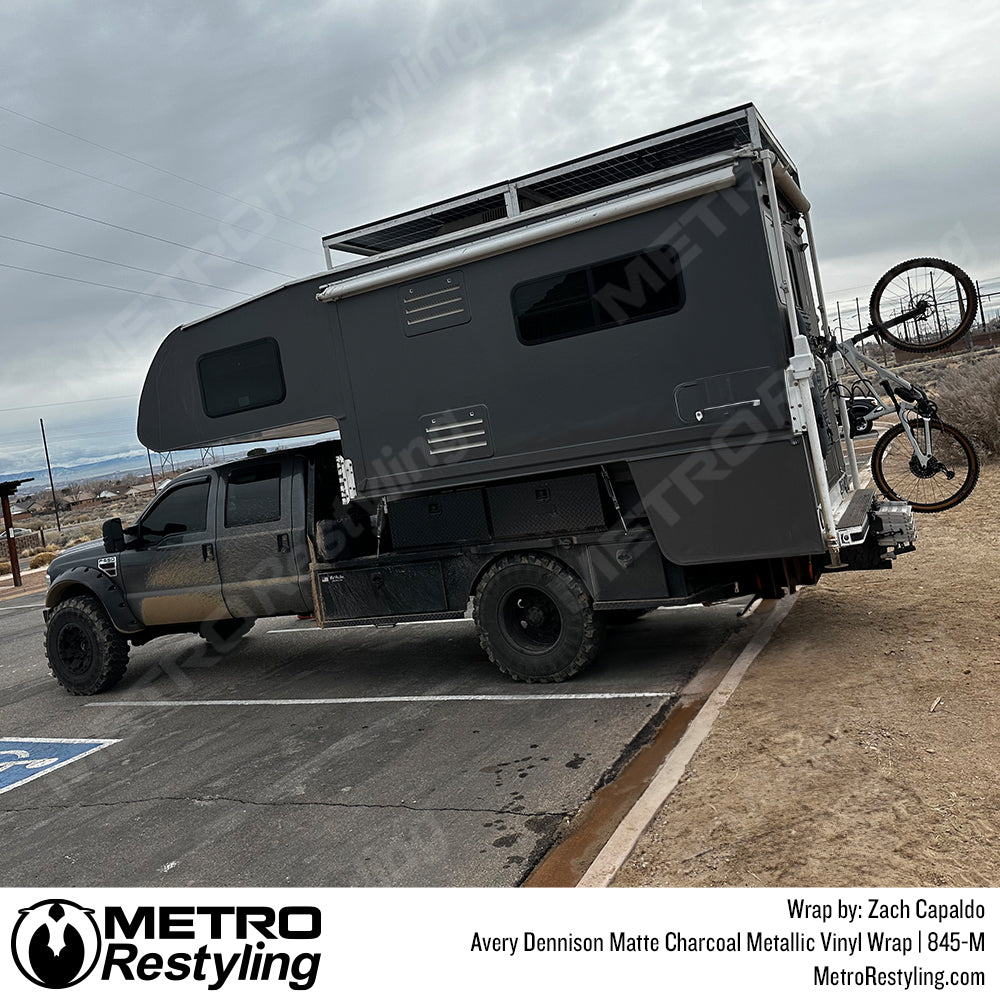 matte charcoal metallic truck wrapped