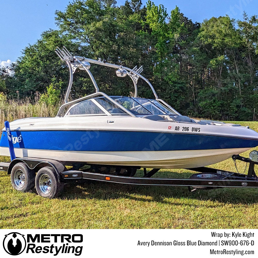 Avery Gloss Blue Diamond Boat Wrap