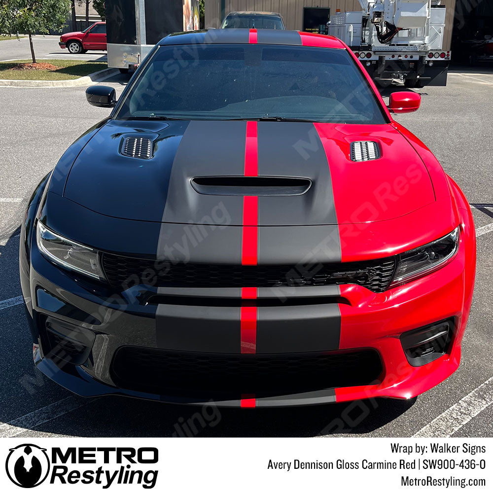 Gloss Carmine Red Vinyl Wrapped Dodge