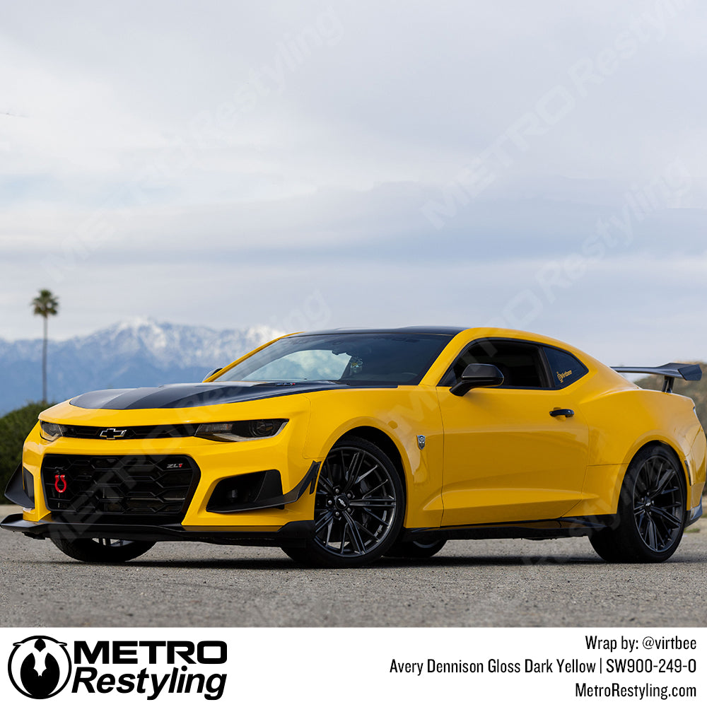 Dark Yellow Wrapped Chevy Camaro ZL1