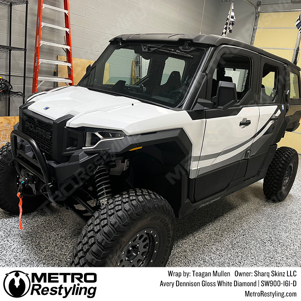 glossy white atv vinyl wrap