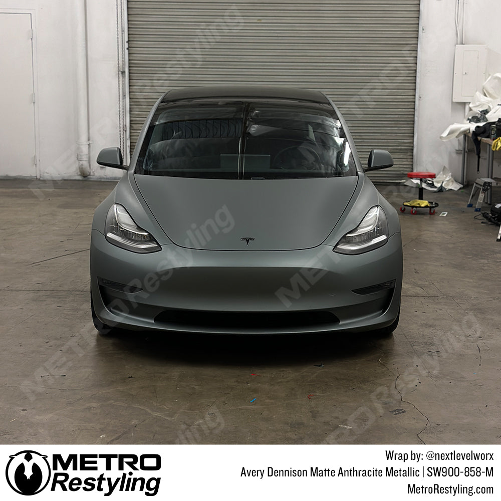 matte gray tesla wrap