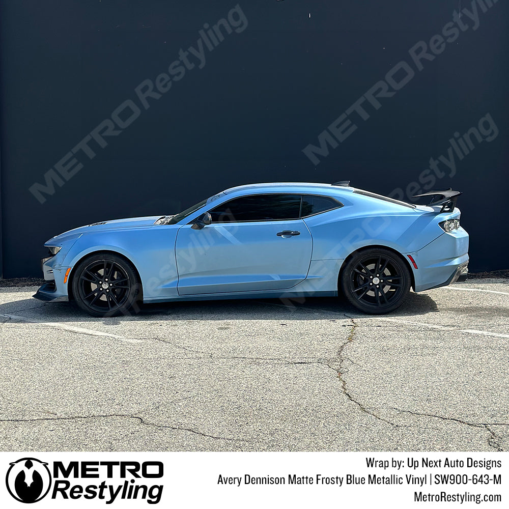 matte blue camaro wrap
