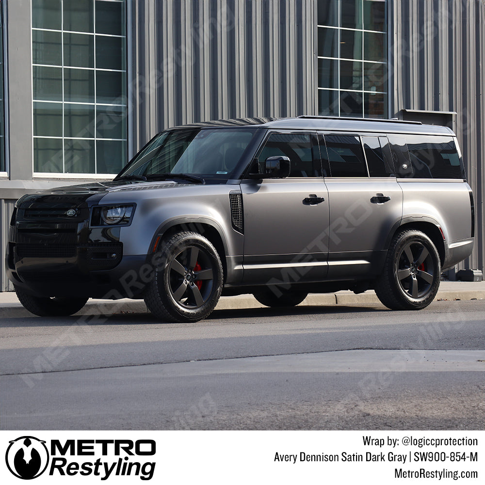 dark gray land rover wrap