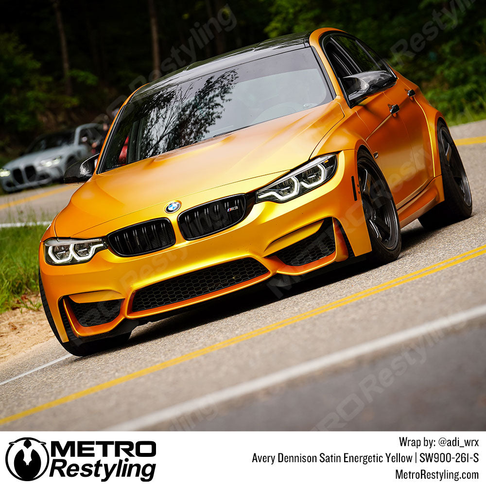 Energetic Yellow Vinyl Wrapped BMW