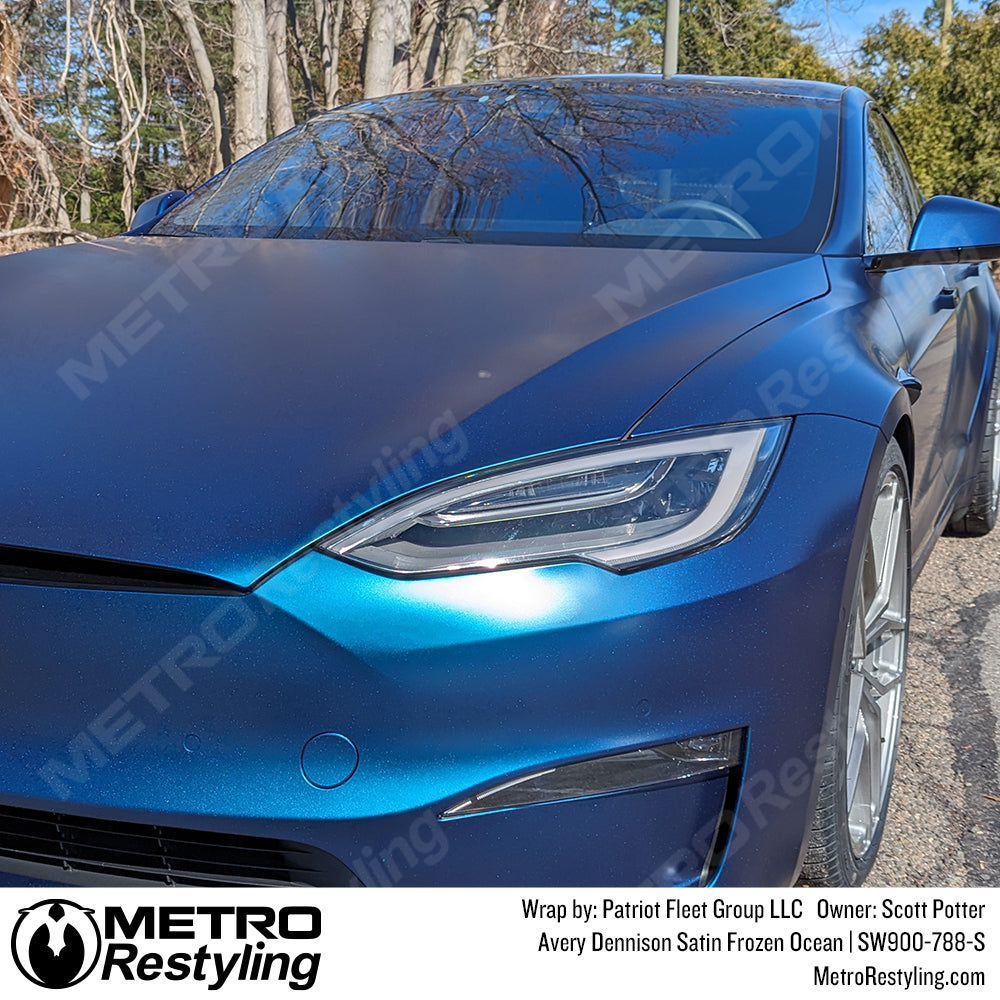 blue tesla vinyl wrap
