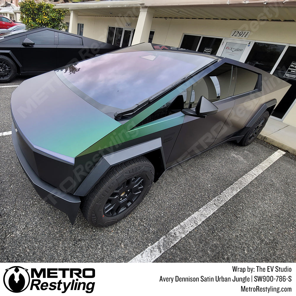 satin green cybertruck wrap