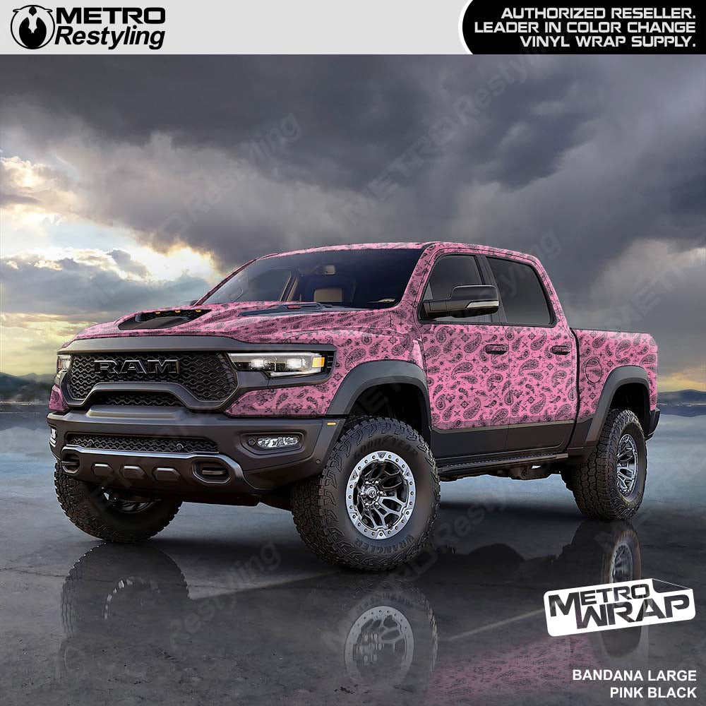 pink and black bandana truck wrap