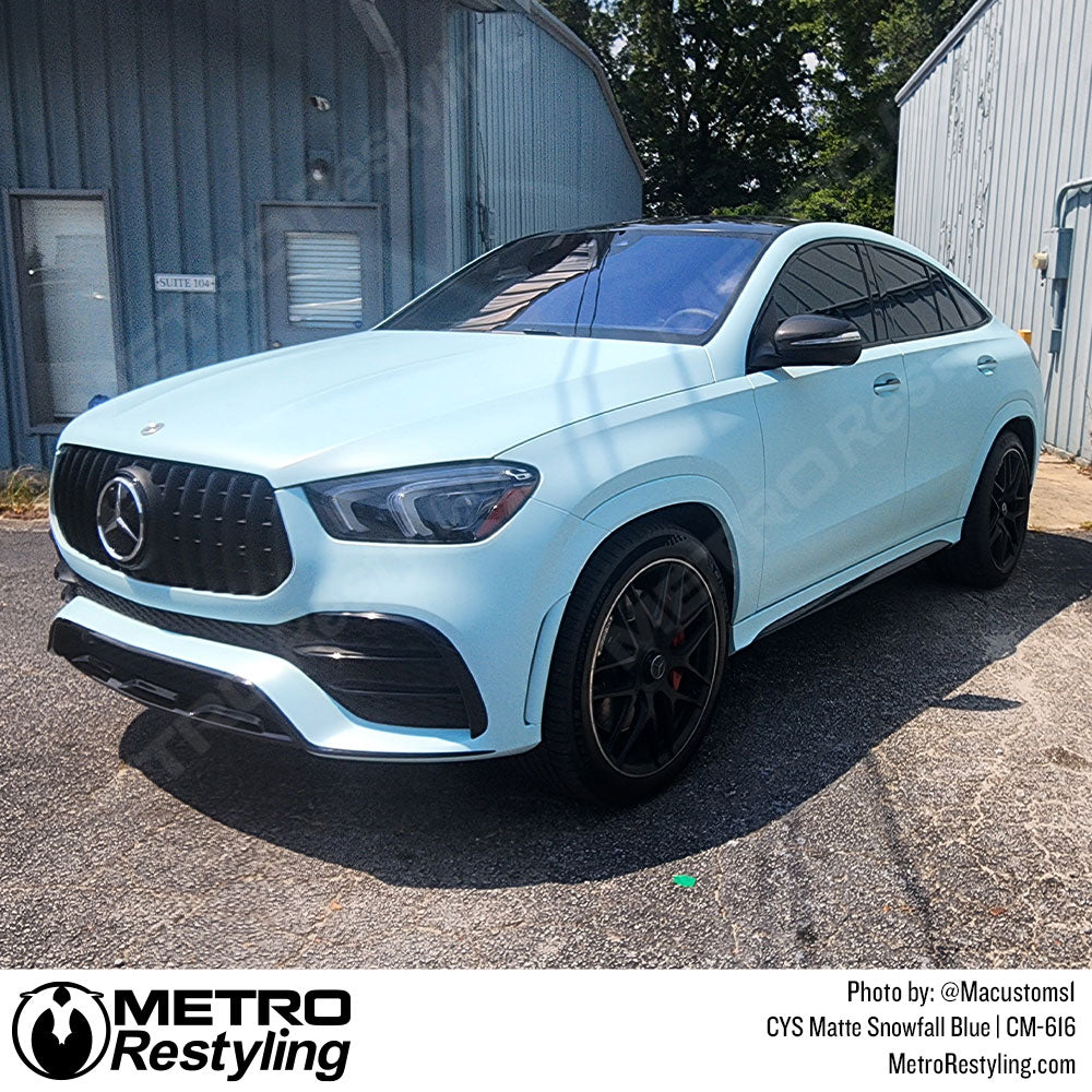 blue mercedes vinyl wrap