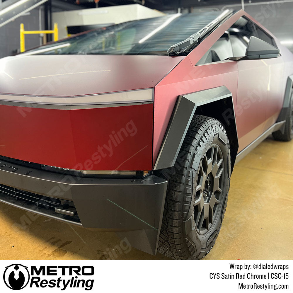 red cybertruck vinyl wrap