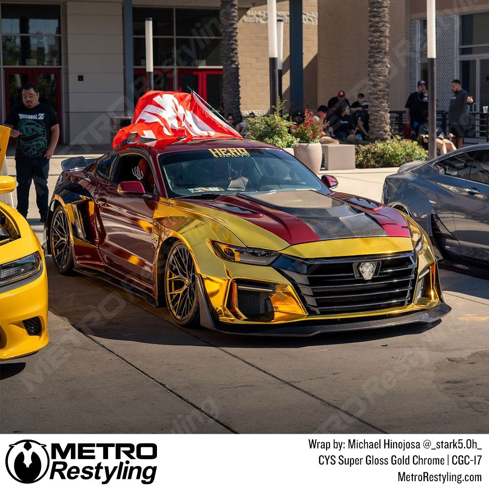red and gold car wrap