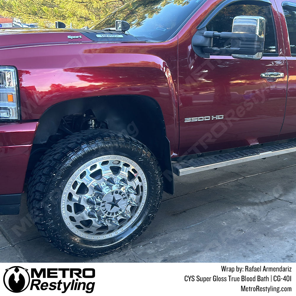 gloss red truck wrap