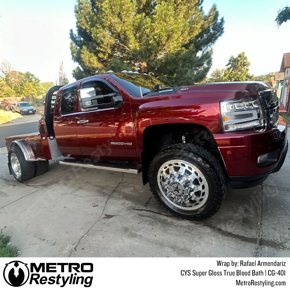 gloss red truck wrap
