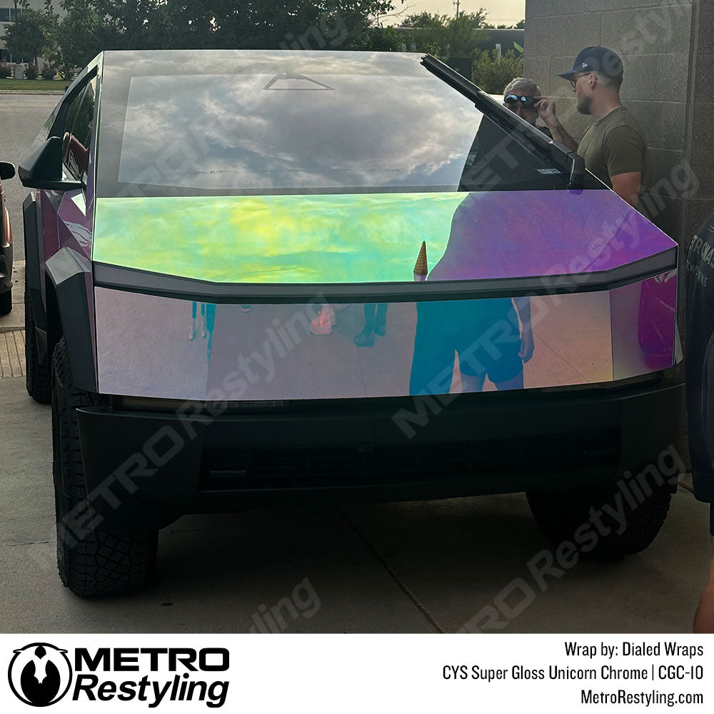 glossy unicorn cybertruck vinyl wrap