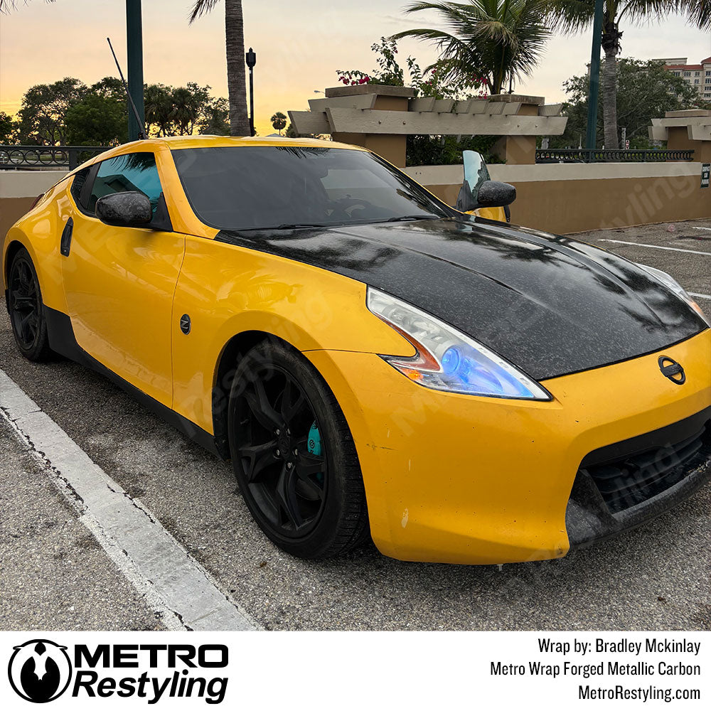 carbon fiber hood wrap on nissan