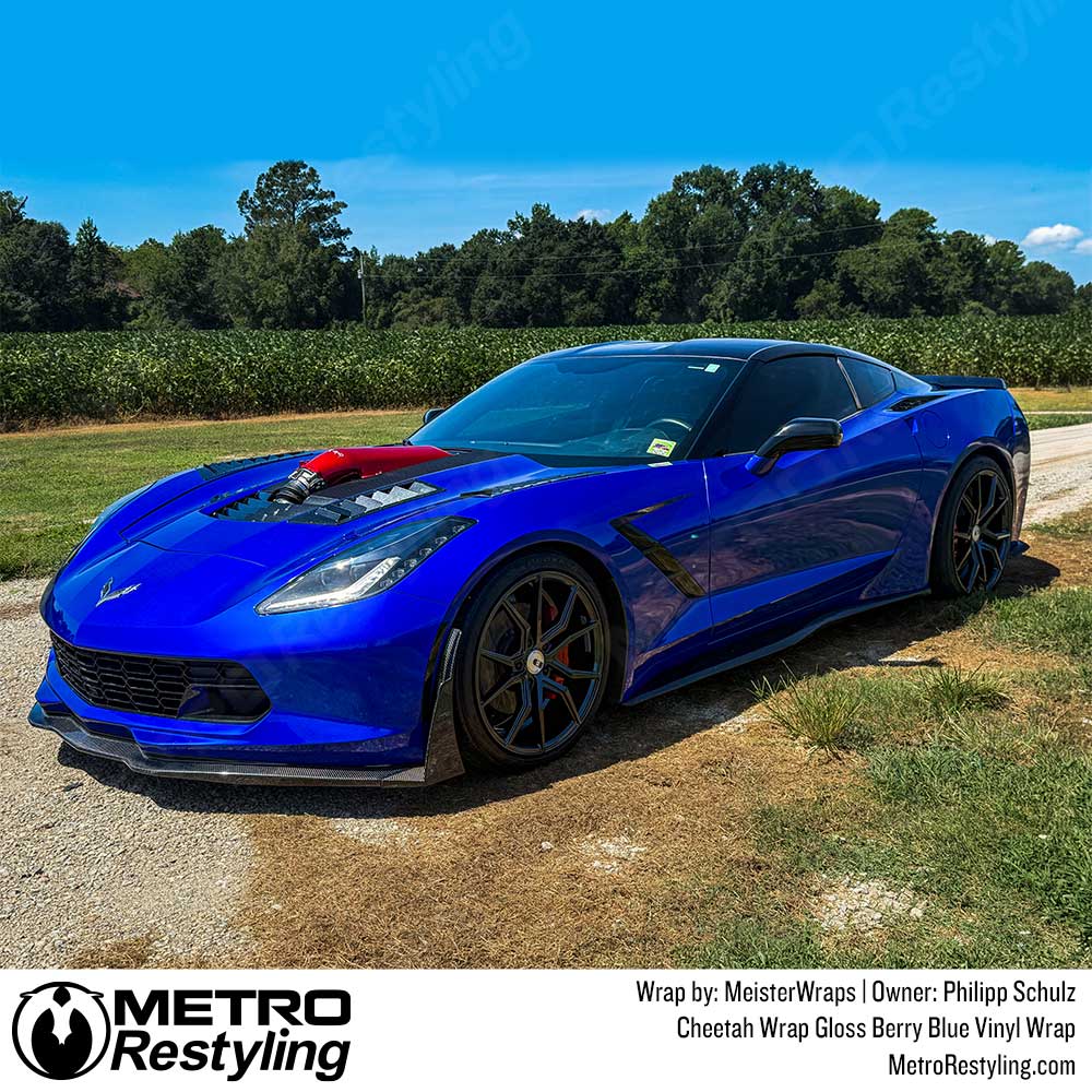 Cheetah Wrap Gloss Berry Blue Vinyl Wrap