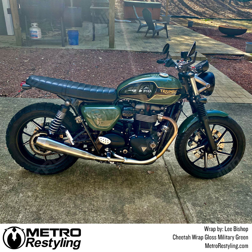 military green motorcycle wrap