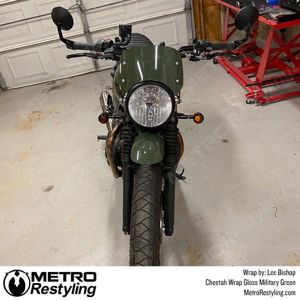 military green motorcycle wrap