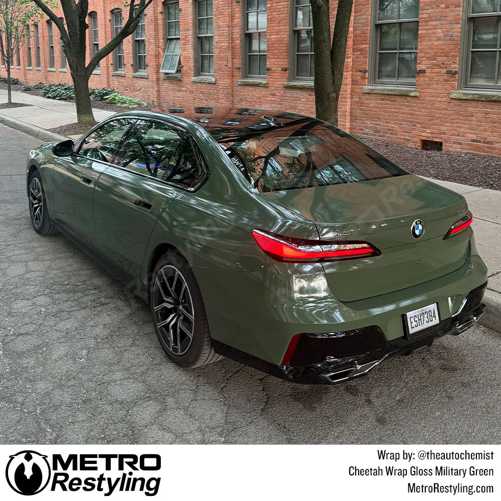 Cheetah wrap green bmw car wrap