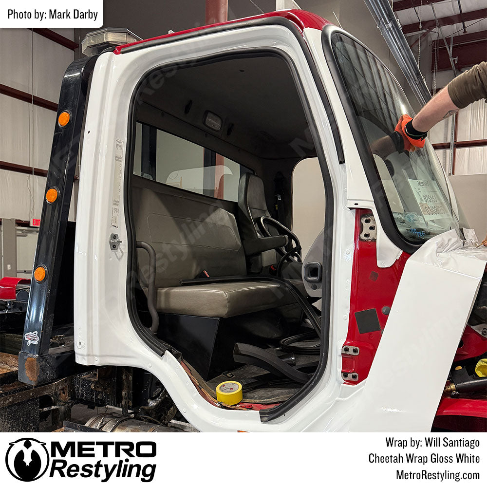 white semi truck wrap