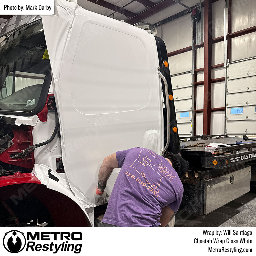 white semi truck wrap