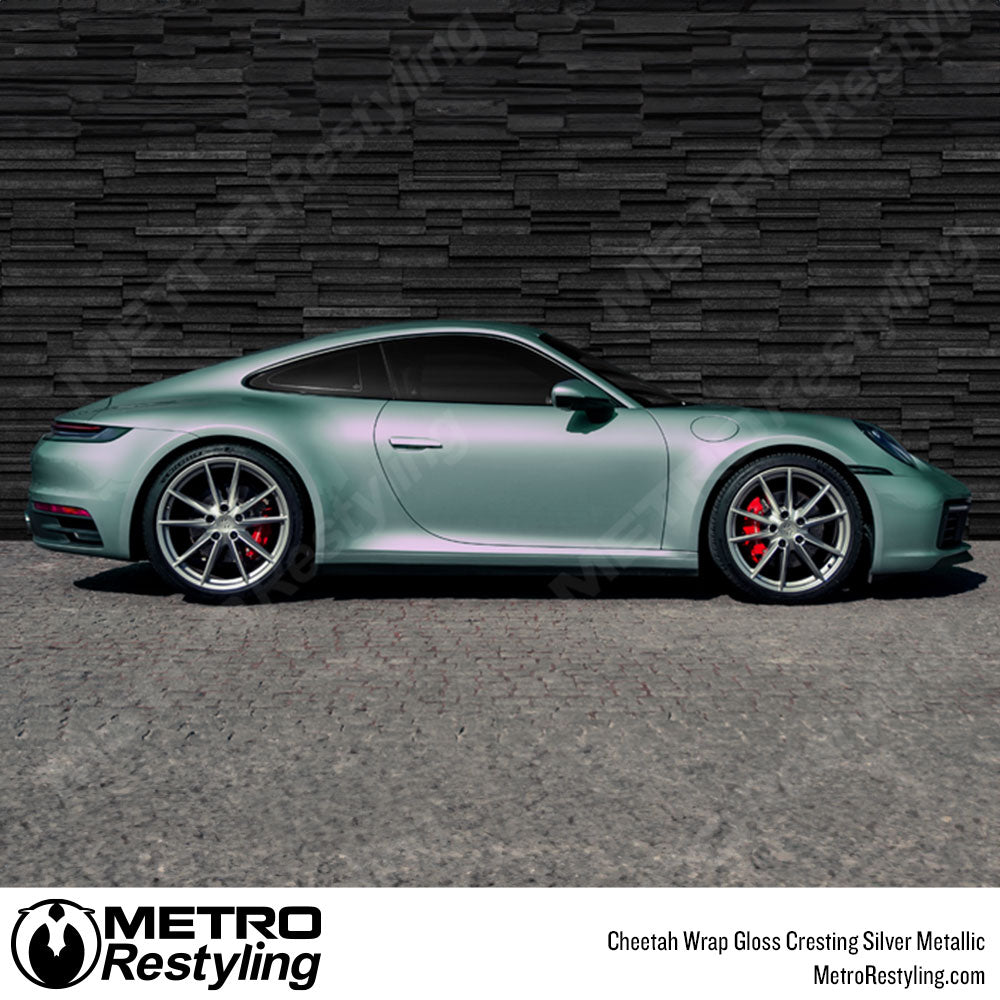 Cheetah Wrap Gloss Cresting Silver Metallic Vinyl Wrap