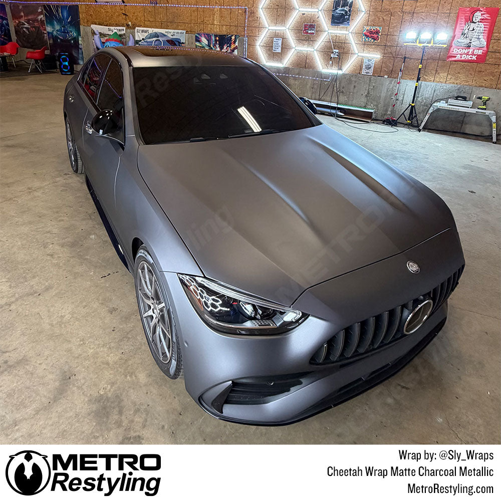 car with gray color vinyl wrap