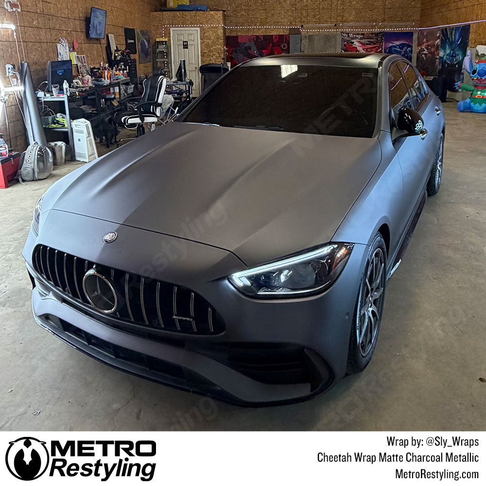 car with gray color vinyl wrap