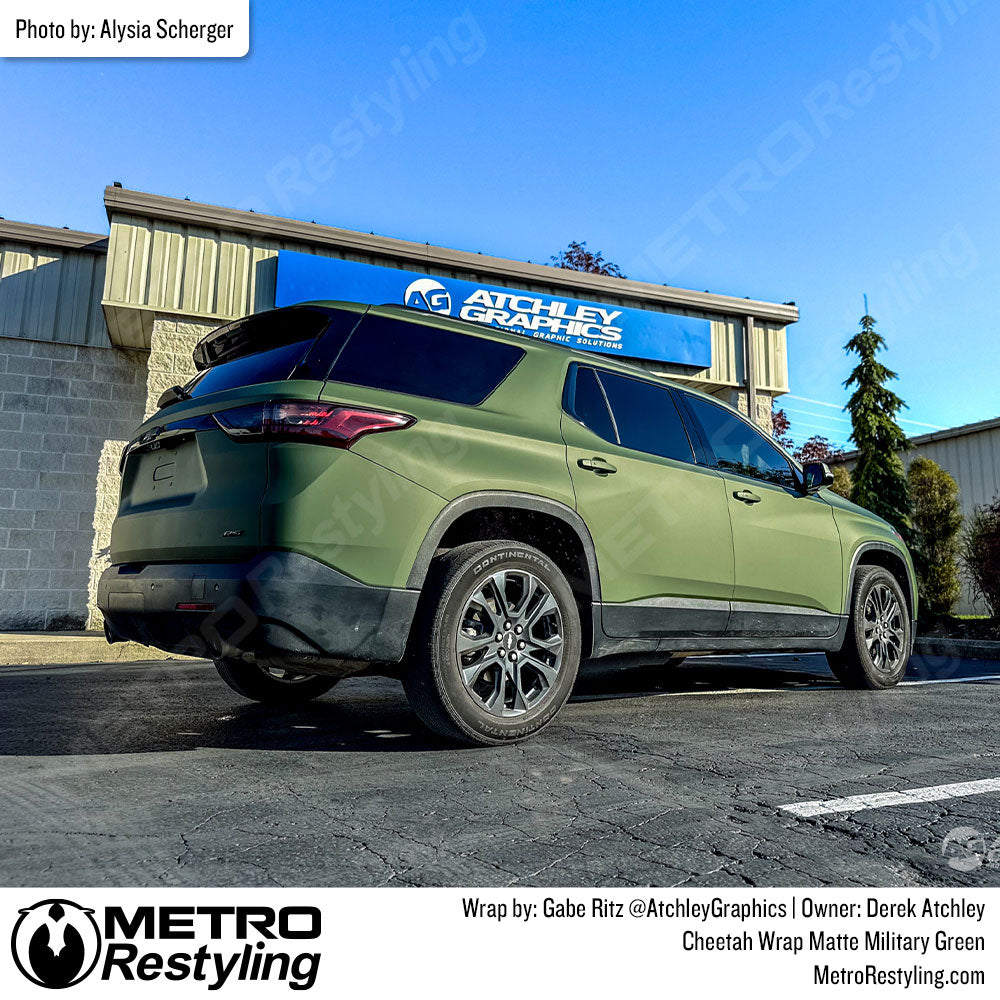 matte army green chevy wrap