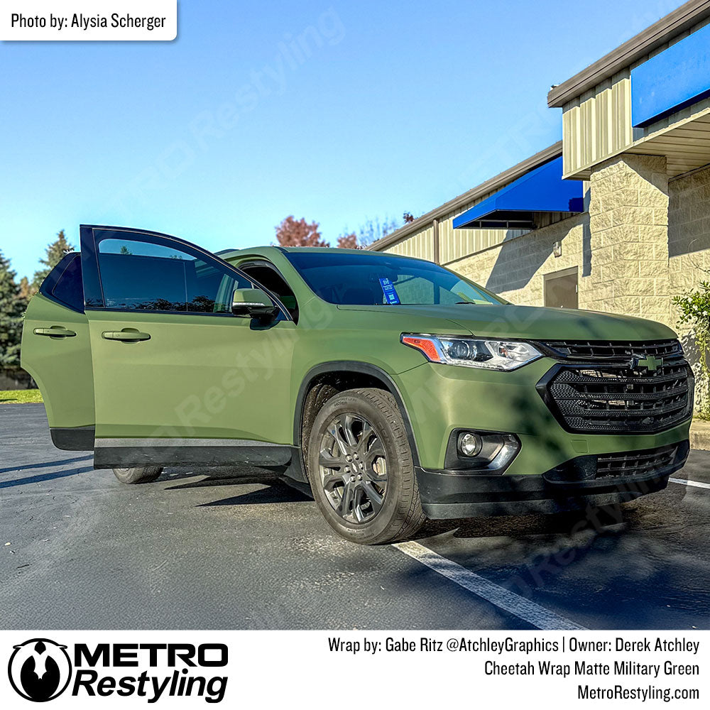 matte army green chevy wrap