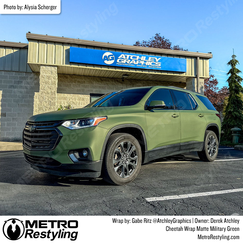 matte army green chevy wrap