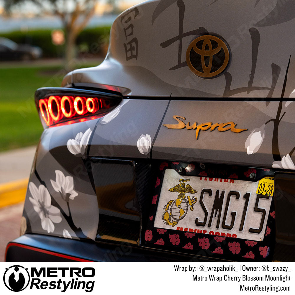 Grayscale Cherry Blossom Car Wrap