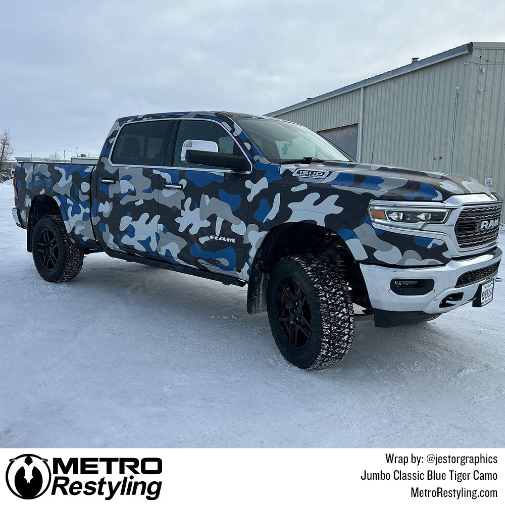Classic Blue Tiger truck wrap