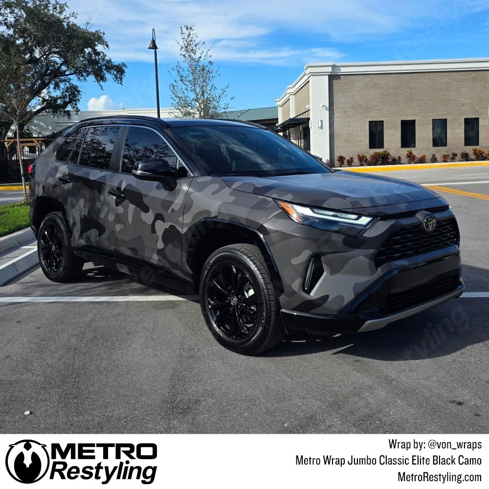 toyota with black camo wrap