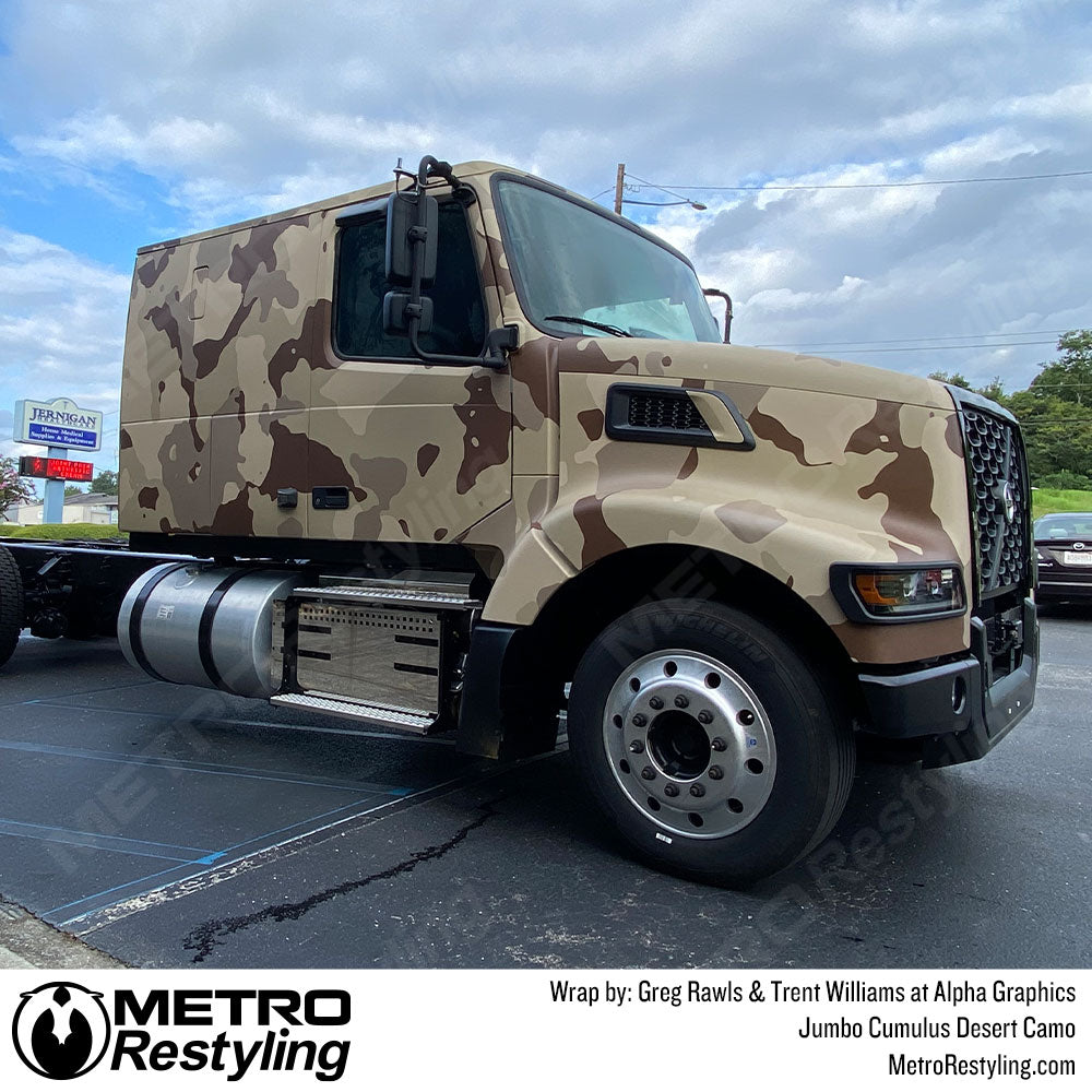 desert camo semi truck wrap