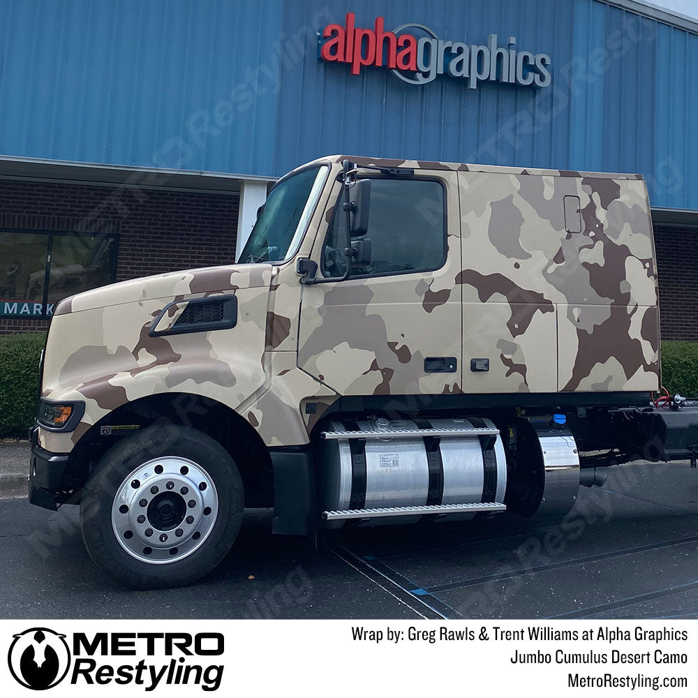 desert camo semi truck wrap
