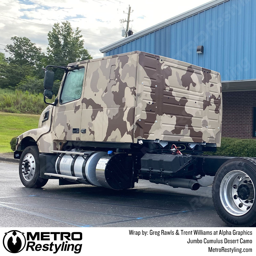 desert camo semi truck wrap