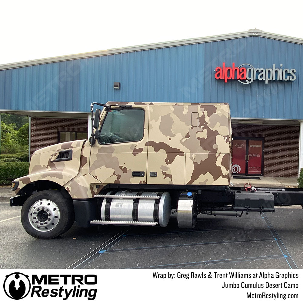 desert camo semi truck wrap