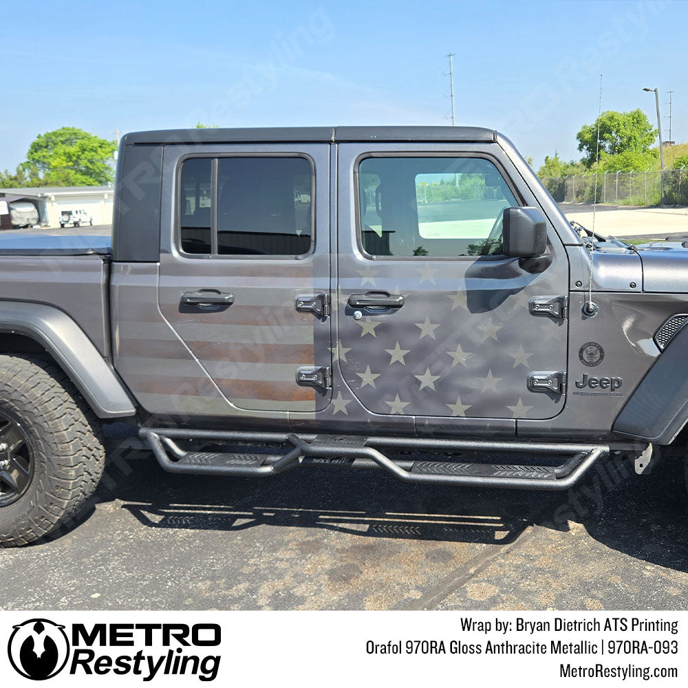 Custom American Flag print with gloss anthracite metallic vinyl