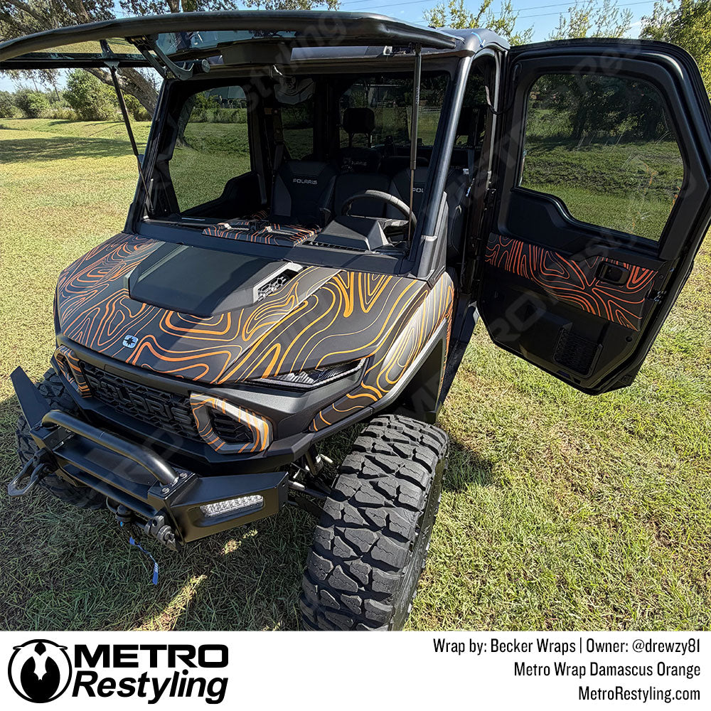 orange damascus side by side wrap