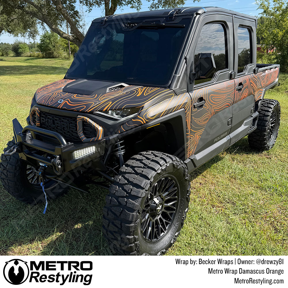 orange damascus side by side wrap